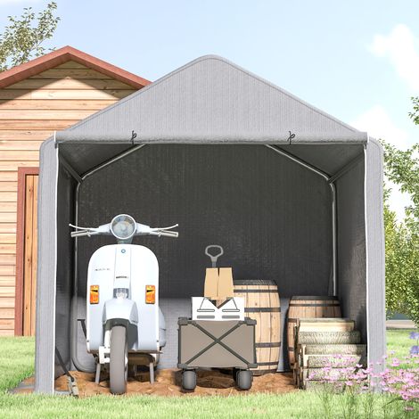 Gartenhaus (2 x 2 x 2 m), Fahrradunterstand mit verzinktem Stahlrahmen, wasserdicht und UV-beständig – grau
