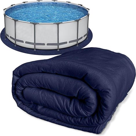 Tapis de piscine hors sol – durable pour piscines rondes et spas portables Accessoire essentiel intérieur/extérieur Bleu 15ft (1/4)