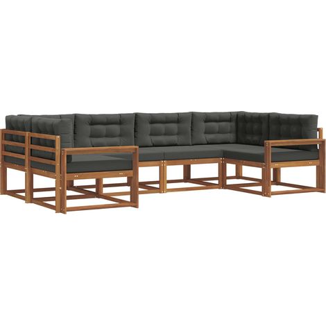 Outdoor Sofa Set 6 pcs Natural and Anthracite vidaXL