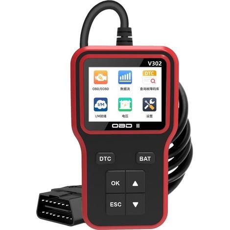 OBD2 diagnostic auto Lecture et effacement codes Compatible OBDII/EOBD Interface 2,8 pouces Fonctionnalités avancées (1/5)