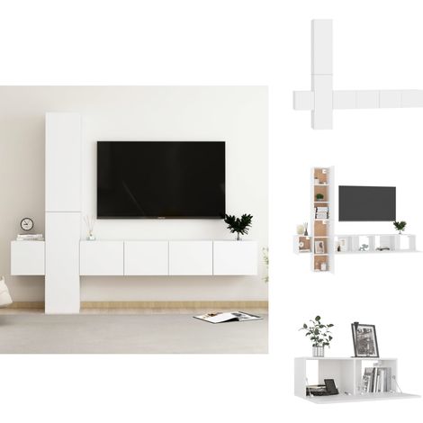 5-tlg. TV-Schrank-Set Weiß Holzwerkstoff - TV Schrank - Regal - Wohnwand - Wandregal - Möbel (1/5)