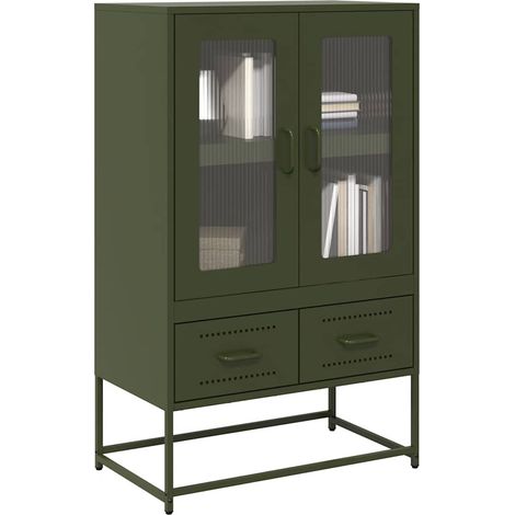 vidaXL Credenza Verde Oliva 68x39x111,5 cm in Acciaio
