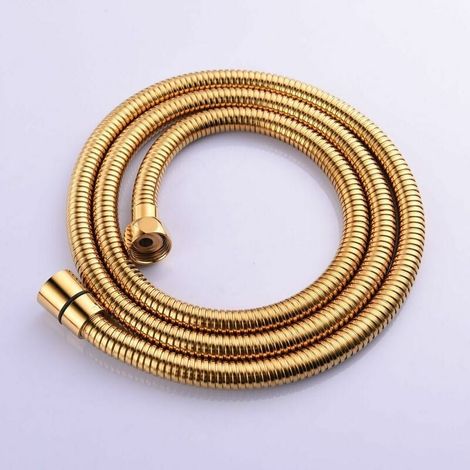 Flexible de pommeau de douche doré, 1,5 mètre, résistant aux torsions, tuyau en inox premium avec raccords en laiton solide, anti-entortillement, accessoire salle de bain durable. (1/5)