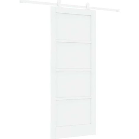 Porte coulissante blanche, 83 x 202 cm, en pin massif (1/5)