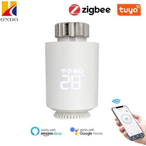 Tête thermostatique radiateur Zigbee – Vanne connectée programmable – Compatible Alexa et Google Assistant – M30 x 1,5 mm – Détection fenêtre ouverte (1/5)