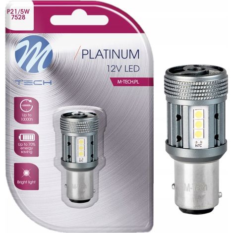 P21/5W LED Ampoule BaY15d Blanche CANBUS Double Filament Refroidissement Actif Puissante (1/5)
