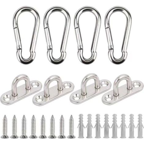 Pontet Inox M5,4 Pièces Crochet Inox,Plaques à Oeillets en Acier Inoxydable,Plaques Oculaires et Mousquetons (1/5)