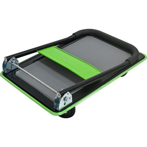 Chariot pliant pour charges jusqu'à 150 kg avec roues pivotantes 360°, cadre métal vert (1/5)