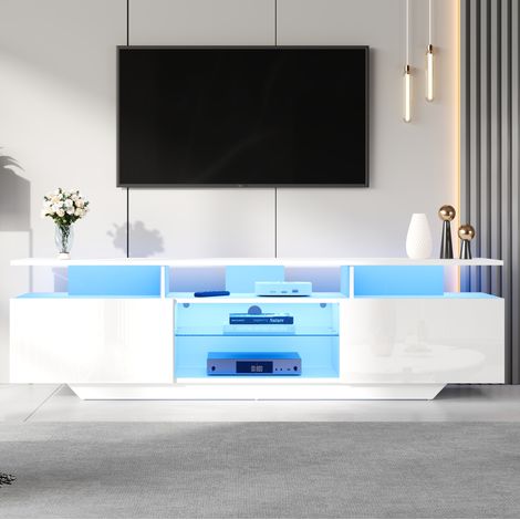 TV Möbel Sideboard Aufbewahrung 160 cm LED Weiß HAVRYA (1/5)