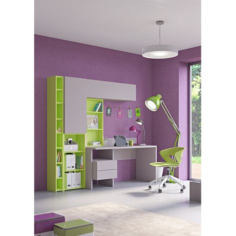 Angolo studio multifunzionale con libreria a profondità variabile e cassettiera integrata - Quercia e Bianco
