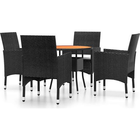 Maison Exclusive - 5-tlg. Garten-Essgruppe Poly Rattan Schwarz (1/5)