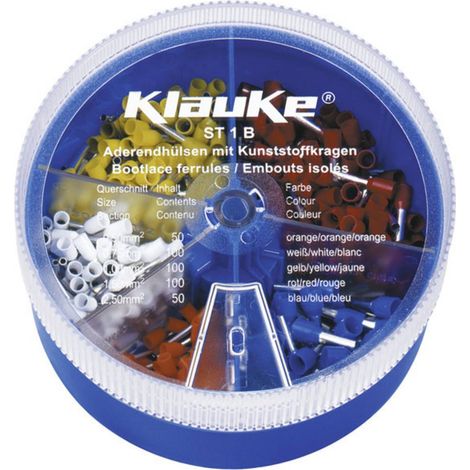 Klauke ST1B Assortimento Capicorda 0.5 mm², 0.75 mm², 1. mm², 1.5 mm², 2.5 mm² Parzialmente isolato Arancione, Bianco,