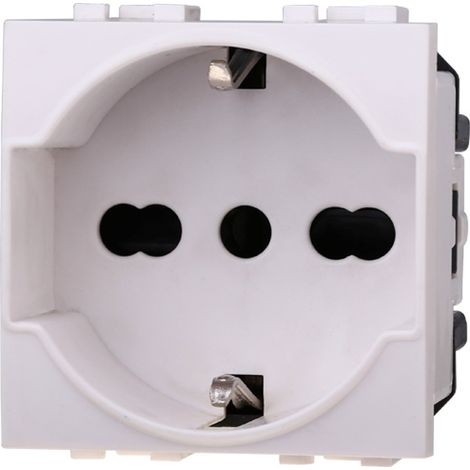 ETTROIT 2P+E 16A Schuko-Steckdose kompatibel mit der Livinglight Biticino-Serie, weiße Farbe