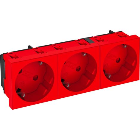 OBO Bettermann Presa di corrente 33°, 3 volte contatto di protezione 250V, 10/16A policarbonato rosso segnale RAL 3001, 6120129