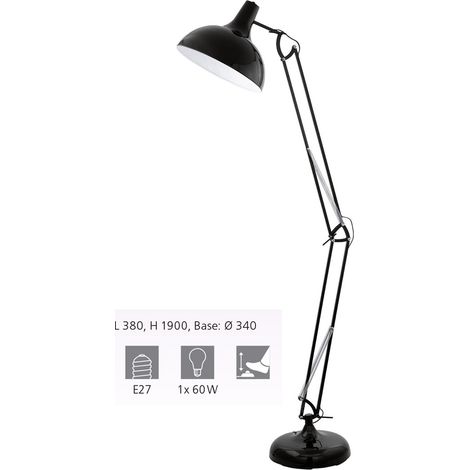 Borgillio eglo lampadaire 94698- e27 1x60w-noir (1/4)