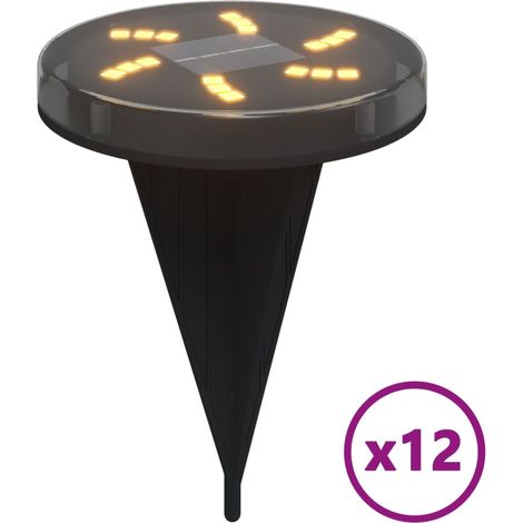 Juego de 12 prácticas luces solares para jardín de exterior 11 x 13 cm plástico negro 020056668