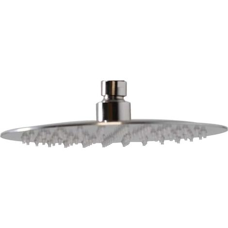 10" Round Thin High Pressure Rainfall Shower Head, Satin Nickel (1/5)