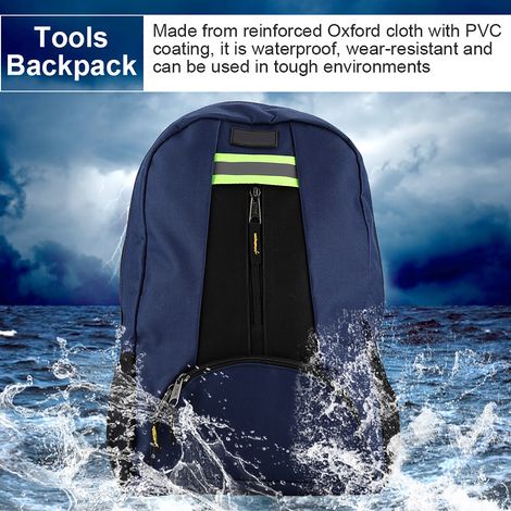 Sac à dos outillage toile Oxford imperméable résistant à l'usure pour électricien plombier réparateur, bleu, sacoche professionnelle (1/5)