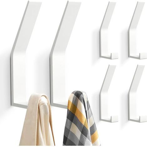 (Weiß) 6 Stück Kleiderhaken, moderne Kleiderhaken für Jacken, Mäntel, Kleidung, Schals, Handtaschen und mehr