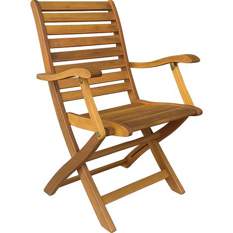 Set 2 Sedie Pieghevoli con Braccioli in Legno di Acacia 56X60XH90CM
