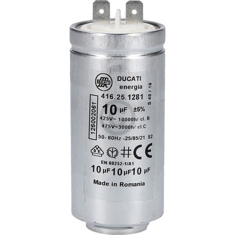 1 Condensateur 10 µF, Compatible AEG 125002061/5, Pour Sèche-linge Pompe à Chaleur