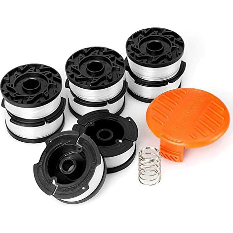 Bobine de rechange pour coupe-bordure de fil, 30 pieds 0,065 "Bobine de remplacement de ligne pour coupe-bordure Black + Decker (8 bobines de rechange, 1 capuchon de bobine, 1 ressort) (1/5)