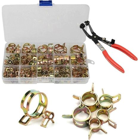 115 colliers de serrage galvanisés pour tuyaux d'eau et de gaz, avec ressort et pince manuelle (6-22 mm).-AquaForge (1/5)