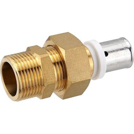 Pressfitting-Verschraubung 16 x 2,0 mm - 3/4 Zoll Außengewinde flachdichtend für MV-Rohr