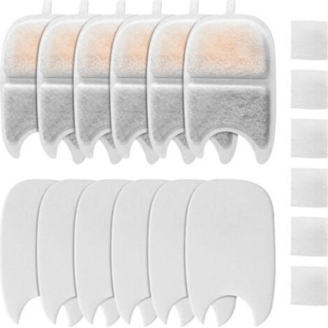 Filtres pour Fontaine, Lot de 6 Filtre Fontaine Eau Chat et 12 Mousses avec Actif pour Fontaine à Eau Chat 4L sans Fil pour FEELNEEDY pour YPD-C004 (1/4)