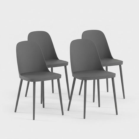 Set 4 sedie cucina moderne in polipropilene e metallo Athena - Grigio Scuro