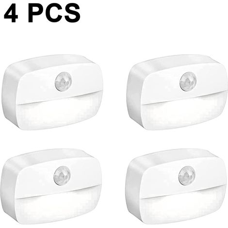 Lot de 4 veilleuses avec détecteur crépusculaire, éclairage automatique, idéal pour la chambre, la salle de bain, les toilettes, les escaliers, la cuisine, le couloir, pour enfants et adultes. Veilleu (1/5)