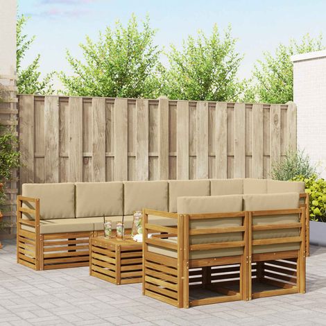 Sofagarnituren 9 pcs Natur und Beige Massivholz Akazie (1/5)