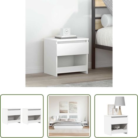 vidaXL Coffre - Tables de chevet 2 pcs Blanc 40x30x39 cm Aggloméré (1/5)