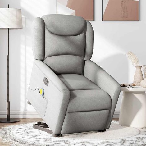 Maison Exclusive - Poltrona Alzapersona Massaggi Elettrica Grigio Nuvola Tessuto