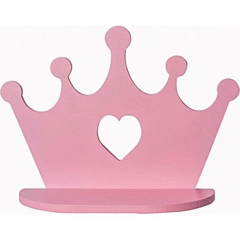 Schwebendes Holzregal mit rosa Krone, nordischer Stil, Prinzessinnen-Schlafzimmerdekoration für Mädchen und Kinder