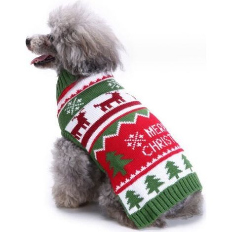 Déguisement de Noël pour Chien - MARQUE - Taille M - Acrylique - Motif Renne - Couleur Rouge/Vert (1/3)