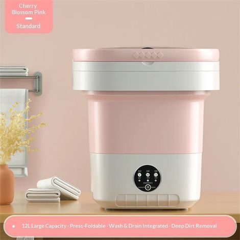(Rose) Mini bassine de lavage pliable de 12 L, compacte et portable pour les voyages et la maison (1/5)