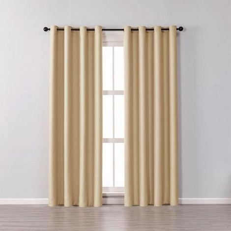 (Jaune)Rideau Une Piece Occultants Thermique à Oeillet Solide Décoration de Fenêtre Pour Chambre 150 x 250 cm Jaune (1/4)