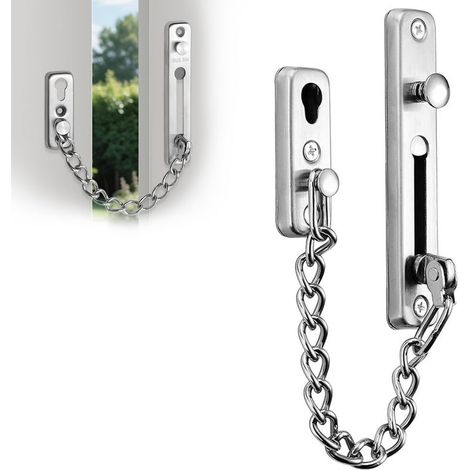 de porte en acier inoxydable, Chaînes de Porte, Verrouillage de Sécurité, Serrure de Porte Privée de Sécurité avec 4 Vis pour la Sécurité de la Porte d'Entrée, etc. (siliver) (1/5)