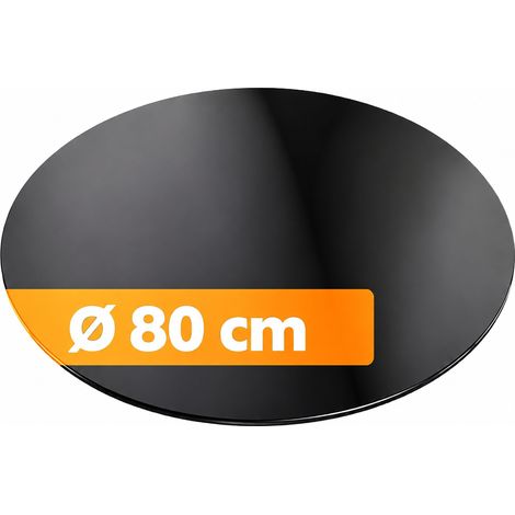 Relaxdays Lastra di vetro ESG temprato, ø 80 cm, 6 mm, rotonda per tavolo e camino, nera (1/5)