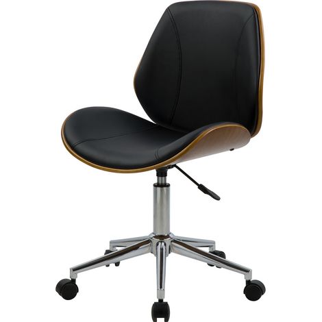 Chaise de bureau pivotante en bois en PU noir - ARCHIE