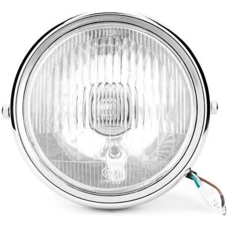 Phare avant moto 5,75 pouces – Lentille en verre blanc – Coque en métal argent – 35W 12V – Éclairage LED haute performance - GN125 (1/4)