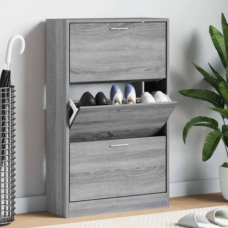 vidaXL Zapatero madera contrachapada gris Sonoma 63x24x103 cm (1/5)
