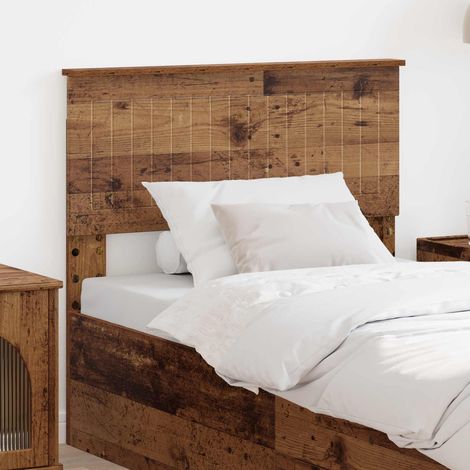 Tête de lit rectangulaire en bois d'ingénierie couleur bois ancien 93 x 7 x 90 cm pour chambre moderne facile à nettoyer (1/5)