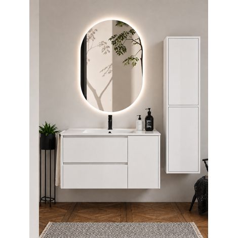 Mueble de baño con lavabo ORIGENBATH ITACA sin espejo 80x40 cm blanco con columna (1/5)