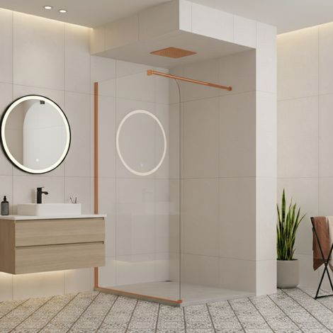 Paroi de douche italienne Clear - 120 x 195 cm - Cuivre brossé - GAUCHE - LUCIA (1/5)