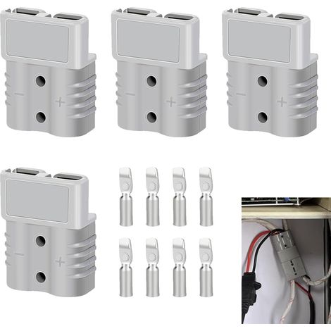 4 Pièces Prise Batterie Connecteur Rapide Batterie 50A 600V Connecteur Prise Connexion Rapide avec 8 Cosses en Cuivre pour Van Moto Voiture Camping-Car Bateau Panneaux Solaires (1/5)