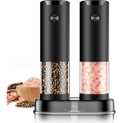 Set di macinapepe e sale elettrico Vitdipy, 2 pezzi, con macinatura regolabile automaticamente per cucinare, mangiare e per l'uso in tavola. (1/5)