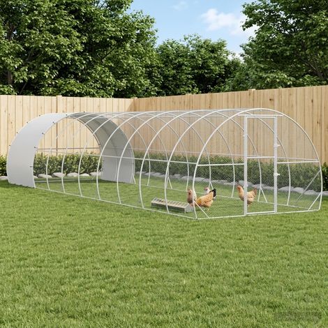 vidaXL Poulailler Argenté 1000 x 300 x 200 cm Acier galvanisé (1/5)