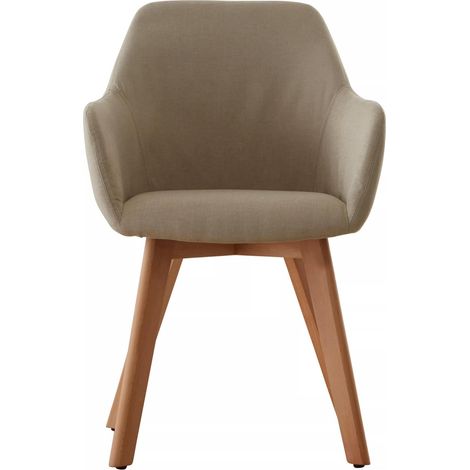 Interiors by Premier Stone Fabric Chair With Wood Legs, Backrest Dining Chair, Space-Saving Office Accent Chair (1/5)
